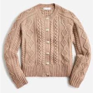 JCrew Cable-knit cardigan sweater Heather Acorn L